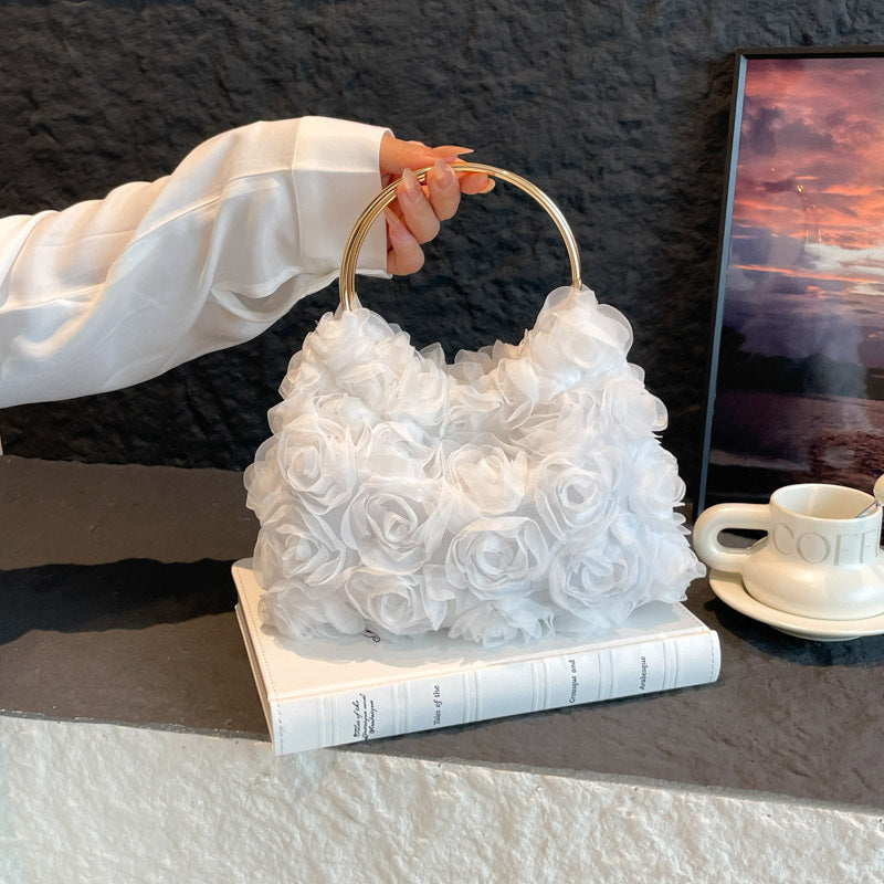 European And American Rose Pearl Dinner Chain Bag