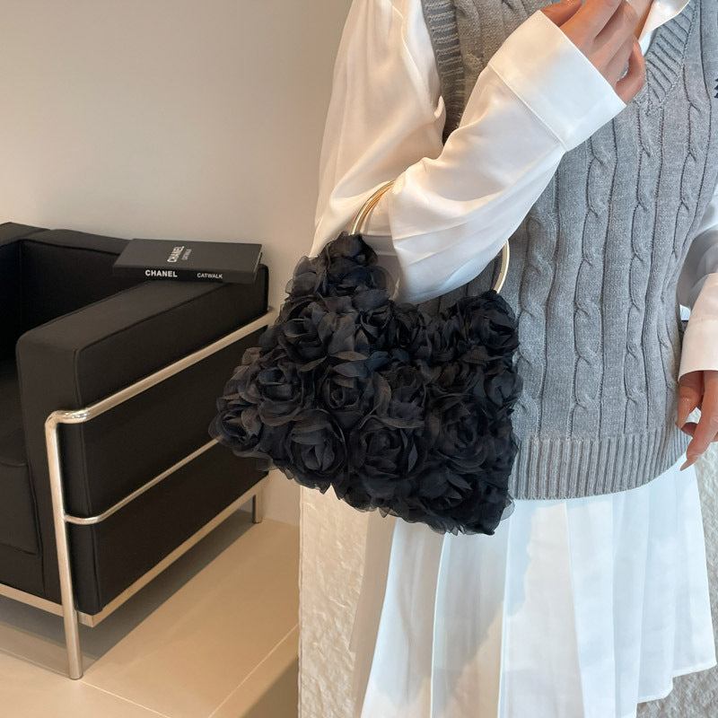 European And American Rose Pearl Dinner Chain Bag