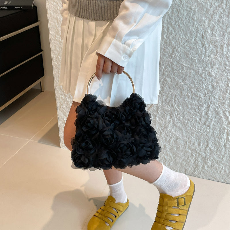 European And American Rose Pearl Dinner Chain Bag