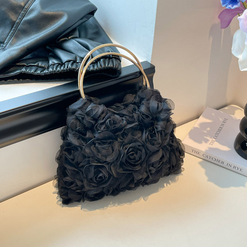 European And American Rose Pearl Dinner Chain Bag